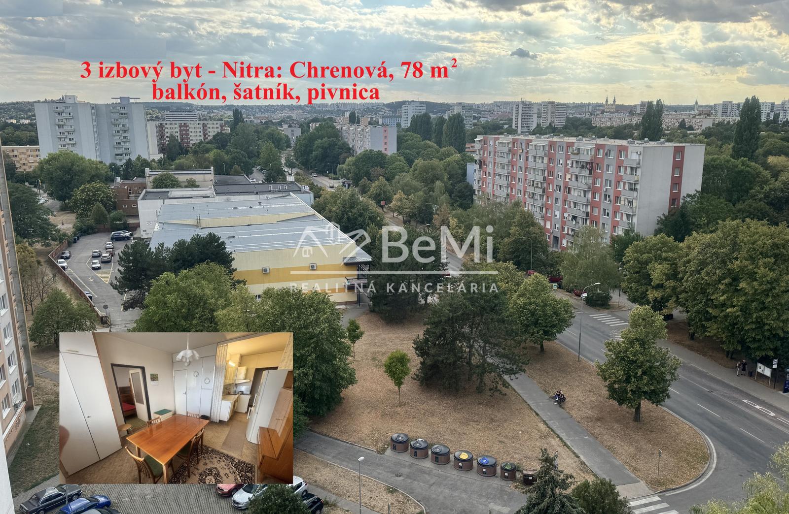 REZERVOVANÉ: Nitra CHRENOVÁ - 3 izbový byt, 78 m2
