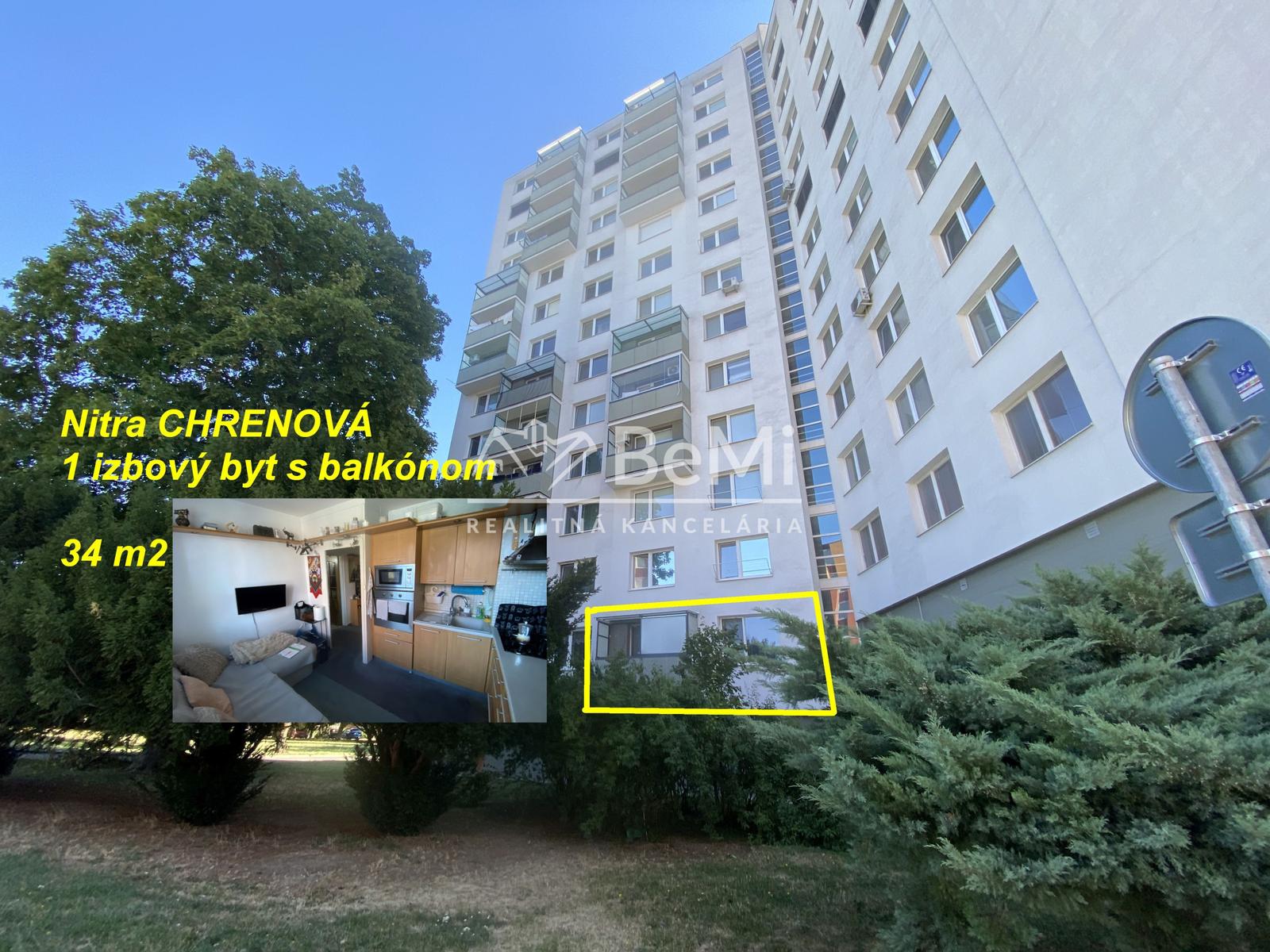 Nitra Chrenová 1 izbový byt s balkónom 34 m2 ID 633-111-MIG