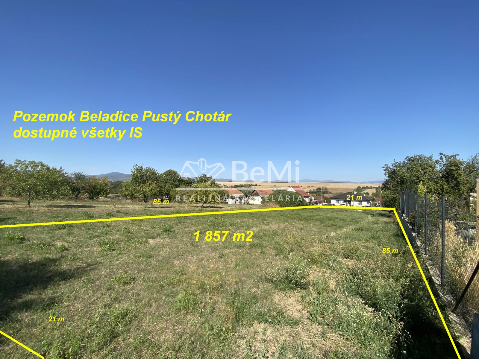Pozemok Beladice Pustý Chotár 1857m2 všetky IS ID 635-14-MIG