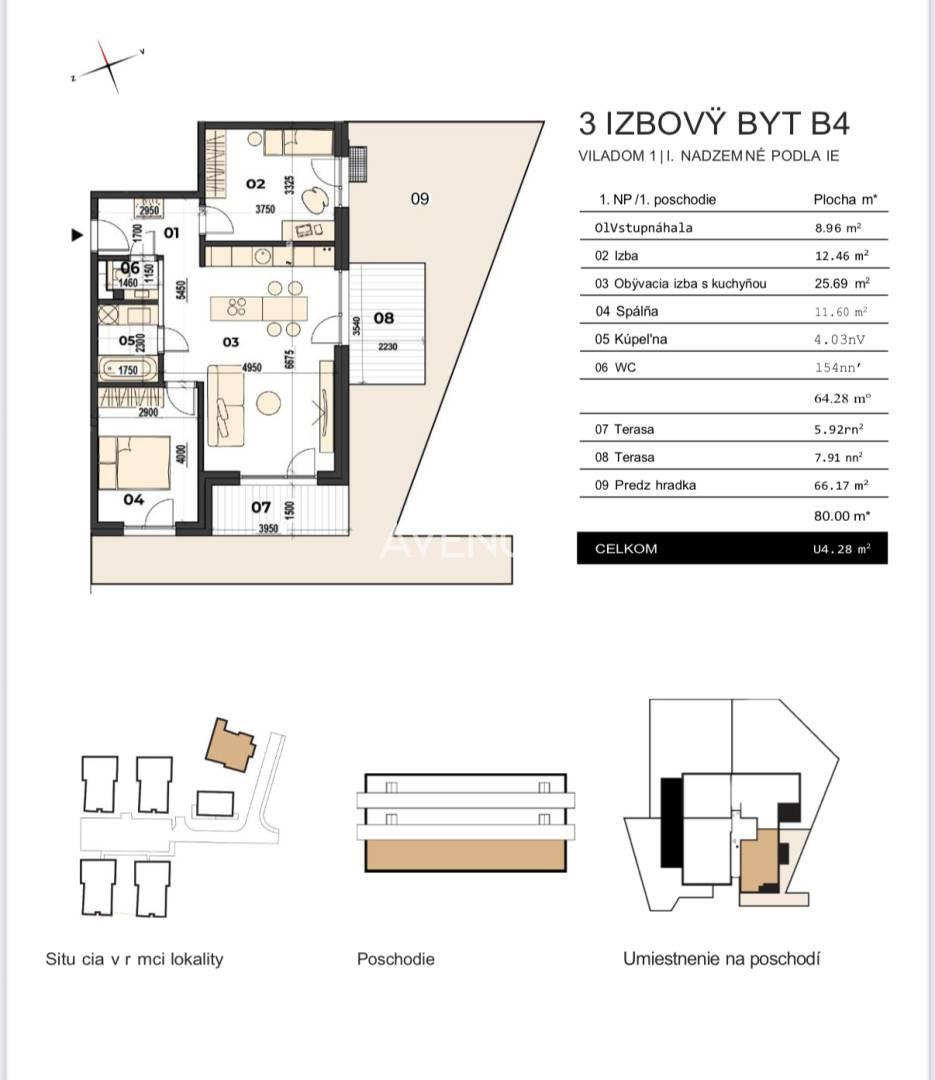 AVENUE | predaj moderný 3 izbový byt s predzáhradkou, Staré Grunty