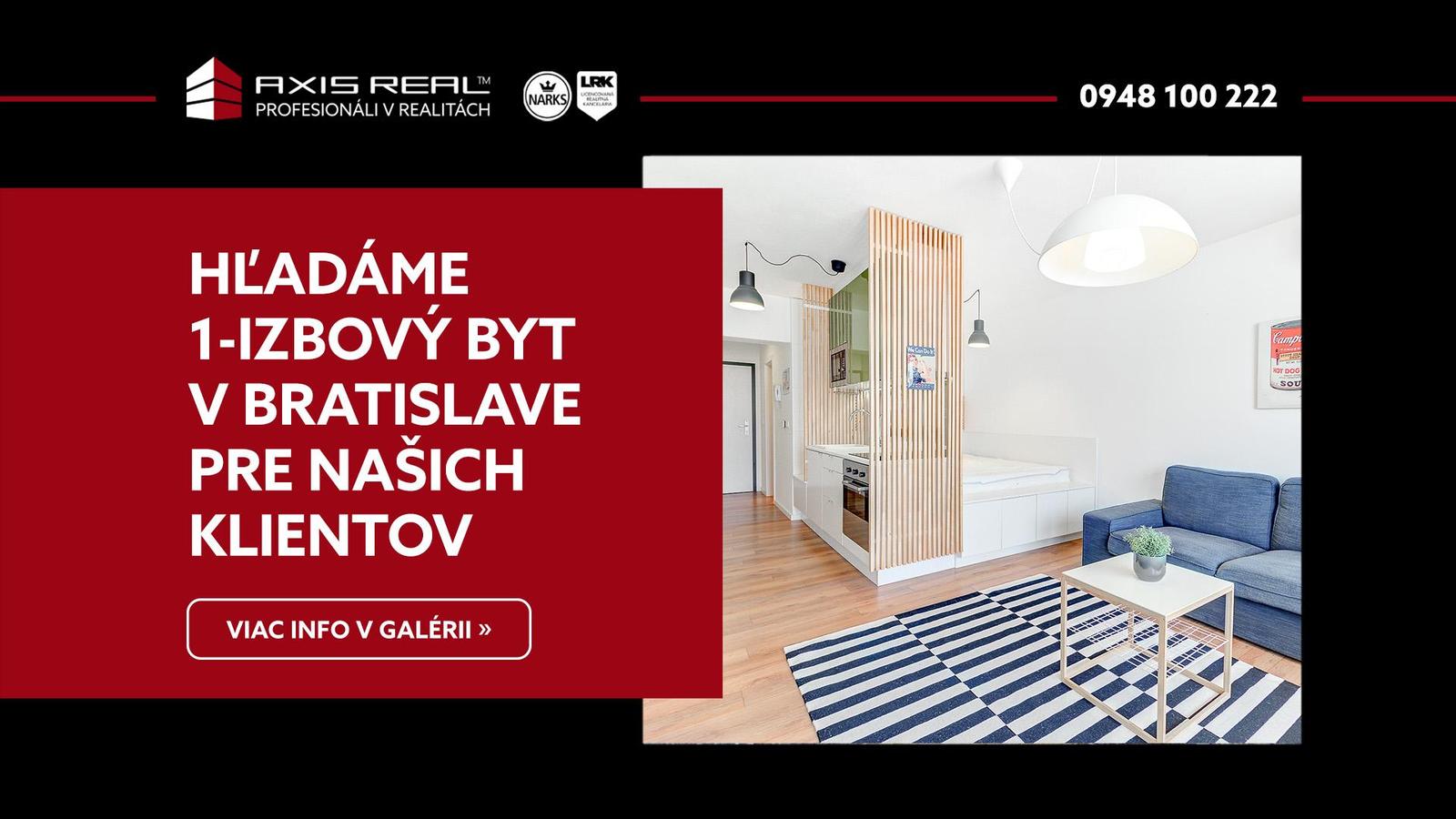 AXIS REAL | Hľadáme pre našich klientov 1-izbový byt v Bratislave I.