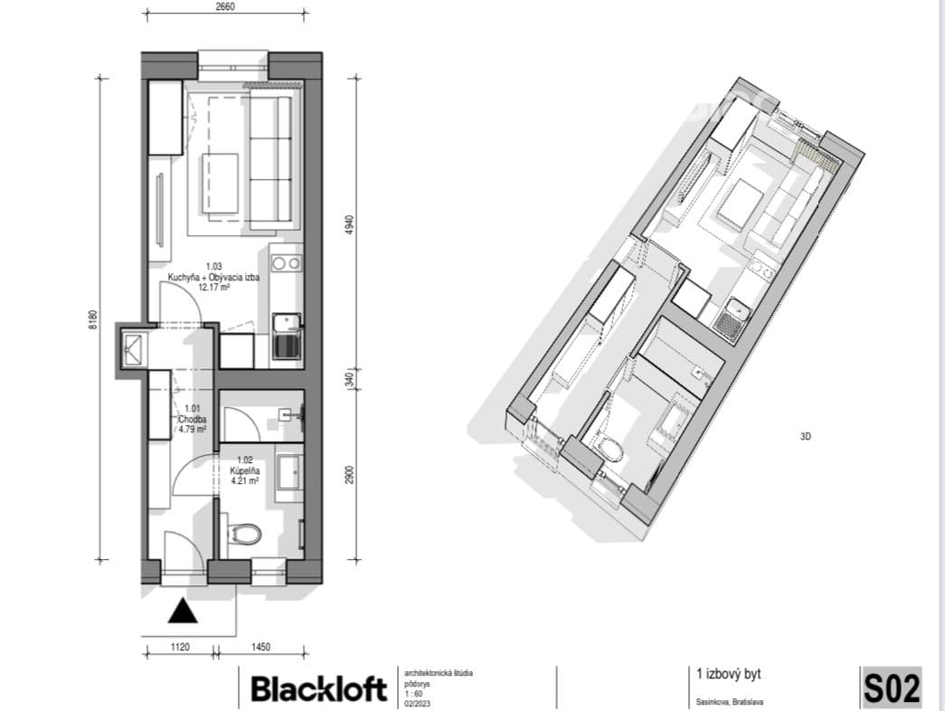 Moderný 1-izbový byt (štúdio) v centre Bratislavy