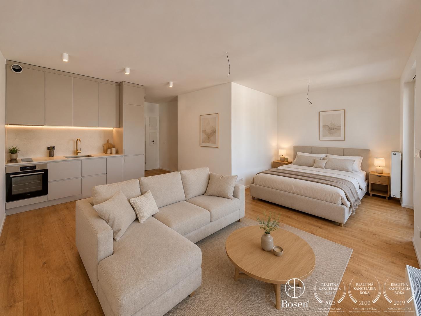 BOSEN | 1,5 izbový byt s veľkou loggiou a bazénom, AGÁTY, Dúbravka, 42,06 m2