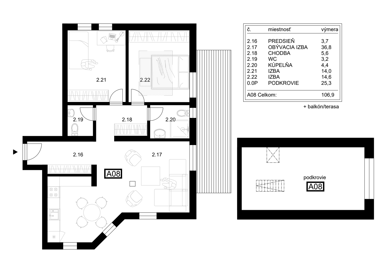 BOSEN | A08 | Mezonetový 4 izbový apartmán, Liptovský Mikuláš - Ondrašová, 128.83 m2 – fotka 2