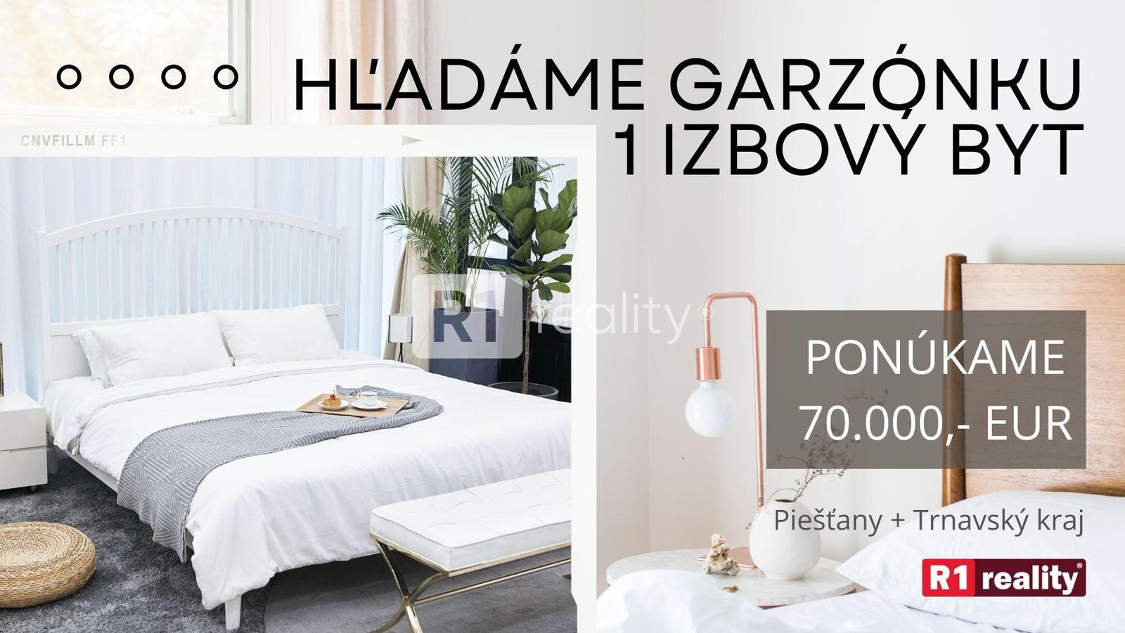 Hľadáme pre klienta garsónku /1 izbový byt / Piešťany a okolie