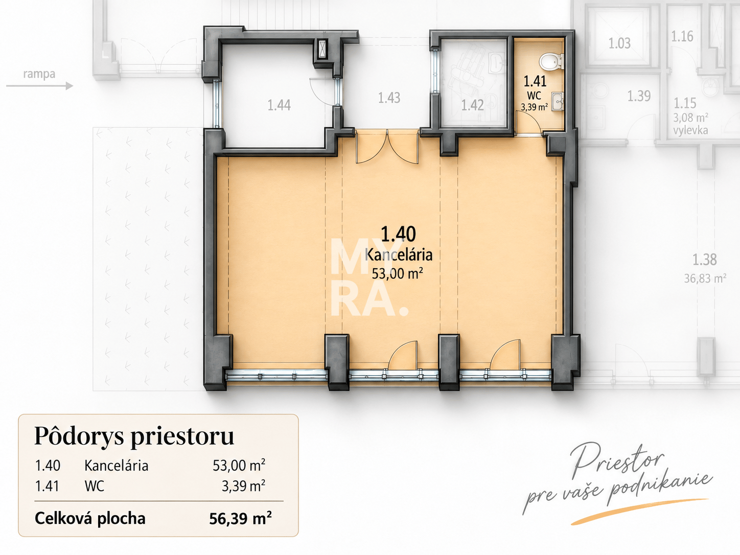 Kancelársky priestor 56 m²  – pri autobusovej stanici v Prešove – fotka 2