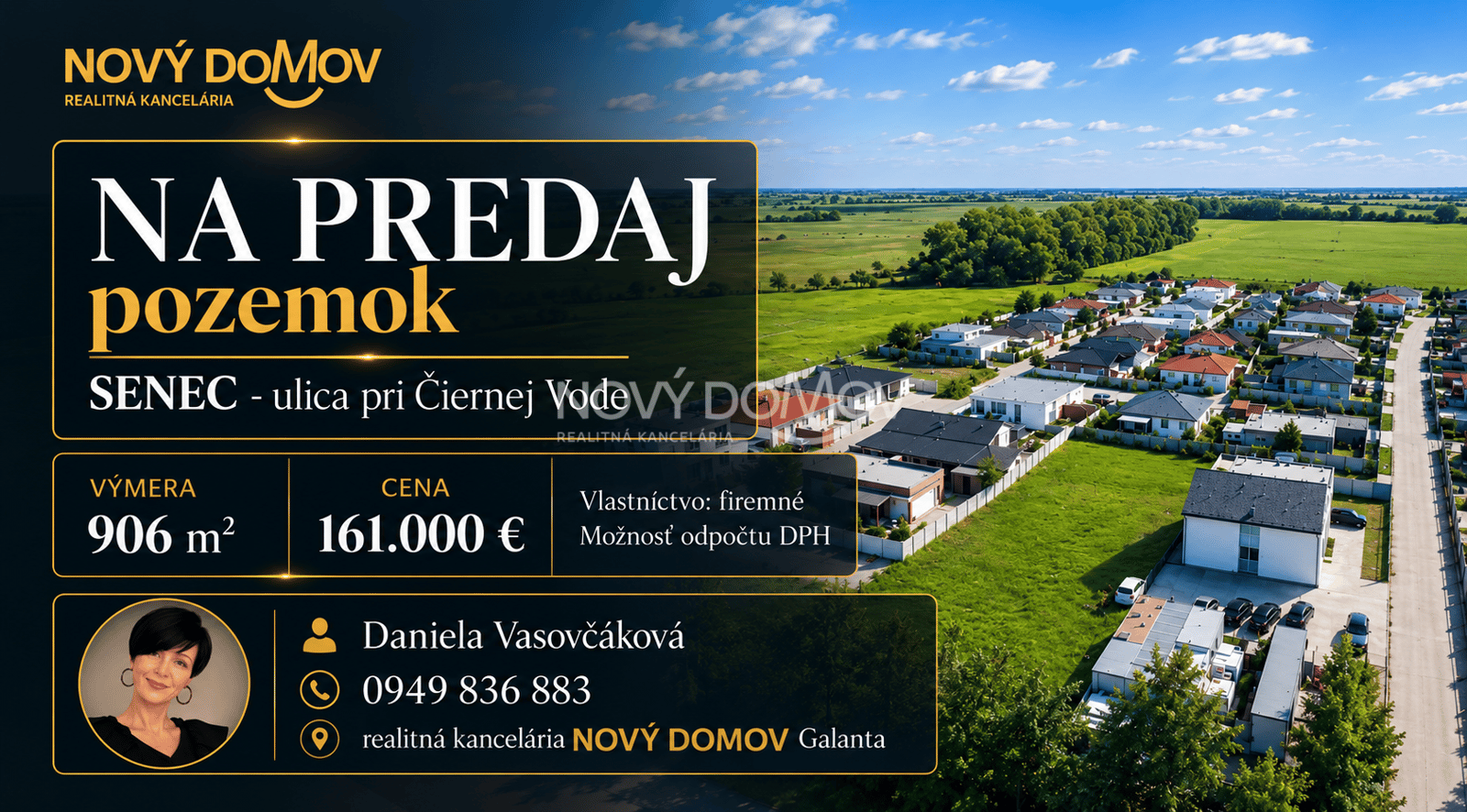 PREDAJ -  POZEMOK - 906 m² - SENEC - ul. pri Čiernej Vode