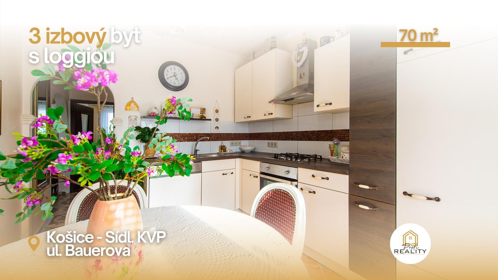 Predaj | Slnečný 3-izbový byt 68 m² + loggia | Sídlisko KVP Košice