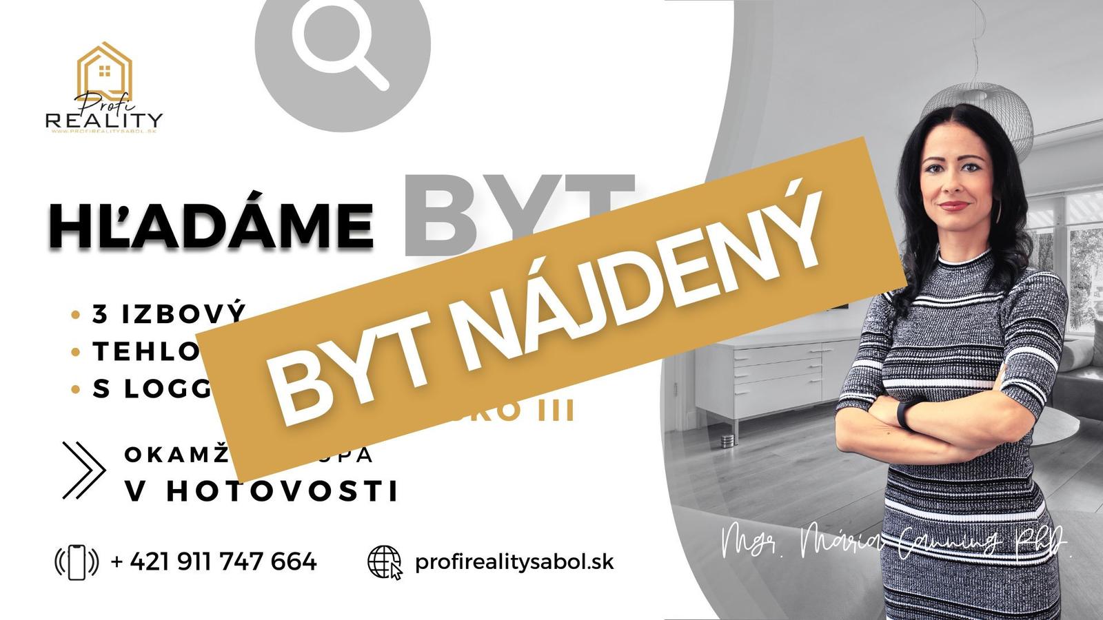 Hľadáme 3-izbový byt v Prešove - byt nájdený