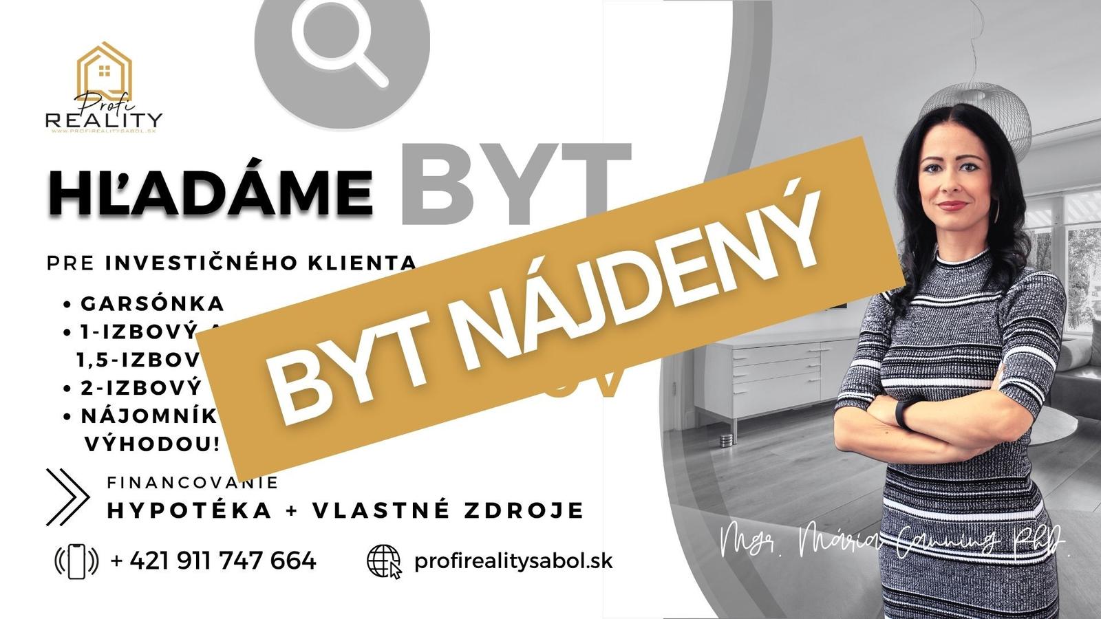 Hľadáme investičný byt v Prešove - byt nájdený!