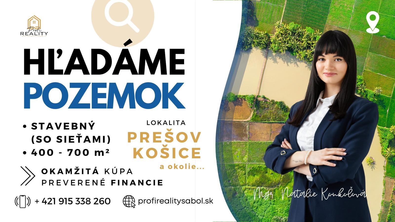 Kúpime ihneď STAVEBNÝ POZEMOK v Prešove, Košiciach a okolí