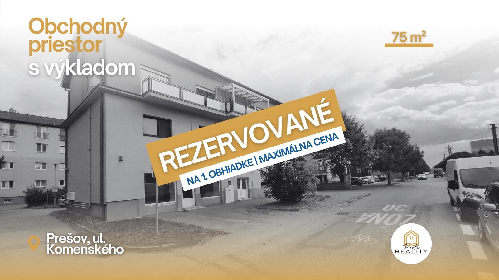 REZERVOVANÉ | Obchodný priestor 75 m² | Komenského, Prešov