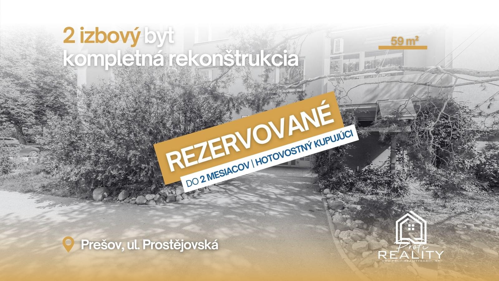REZERVOVANÉ, 2i byt 59 m², Sídlisko III – Prostejovská ul.