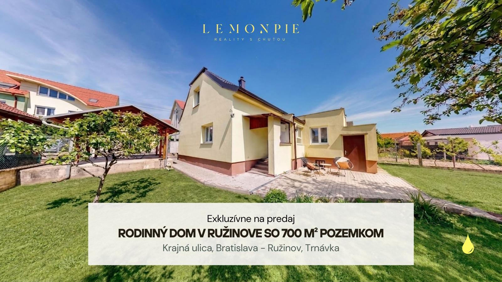 LEMONPIE PONÚKA NA PREDAJ 3I RD SO 700M2 POZEMKOM NA TRNÁVKE