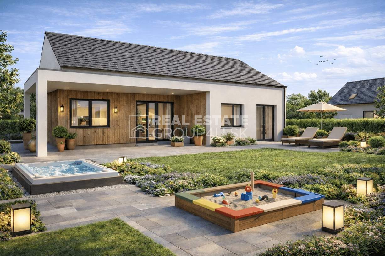 MODERNÝ PRÍZEMNÝ BUNGALOV s veľkou terasou