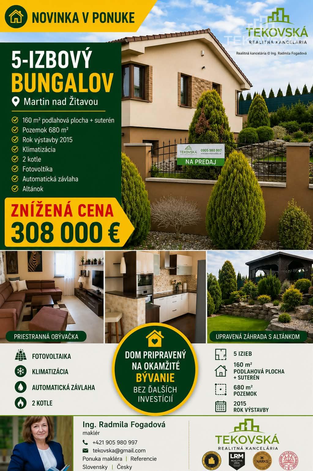 Znížená cena o 20 tis. eur - bungalov Martin nad Žitavou