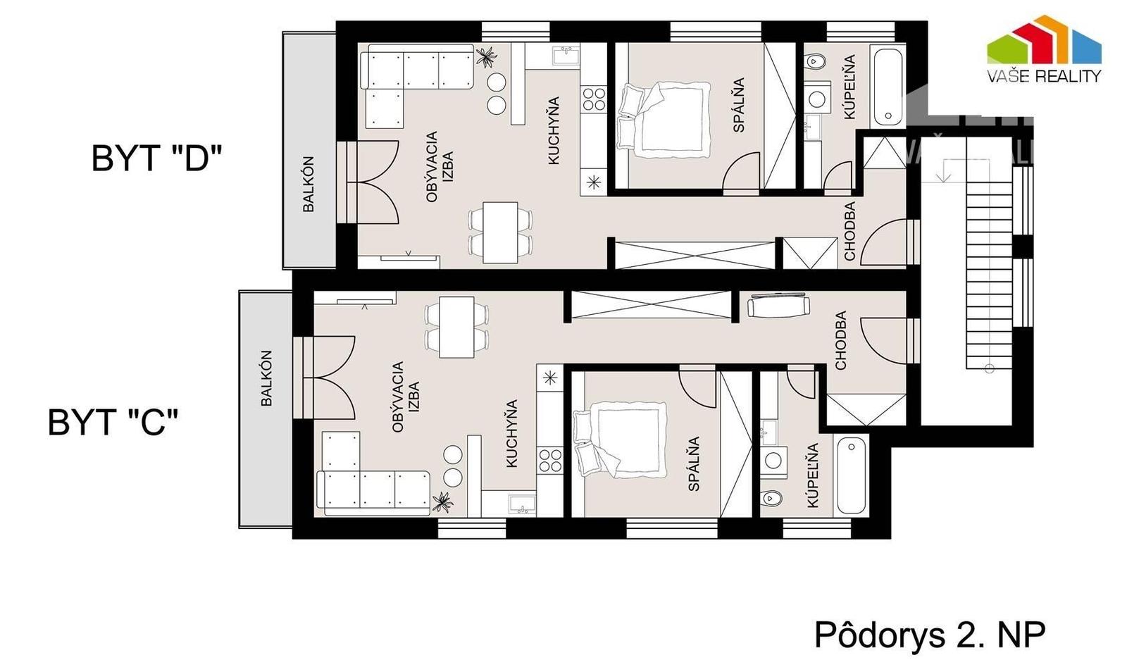 2 IZB BYT "D" 58,64 m2 + BALKÓN 6 m2, novostavba *SPA RESORT*  BANKA – fotka 2