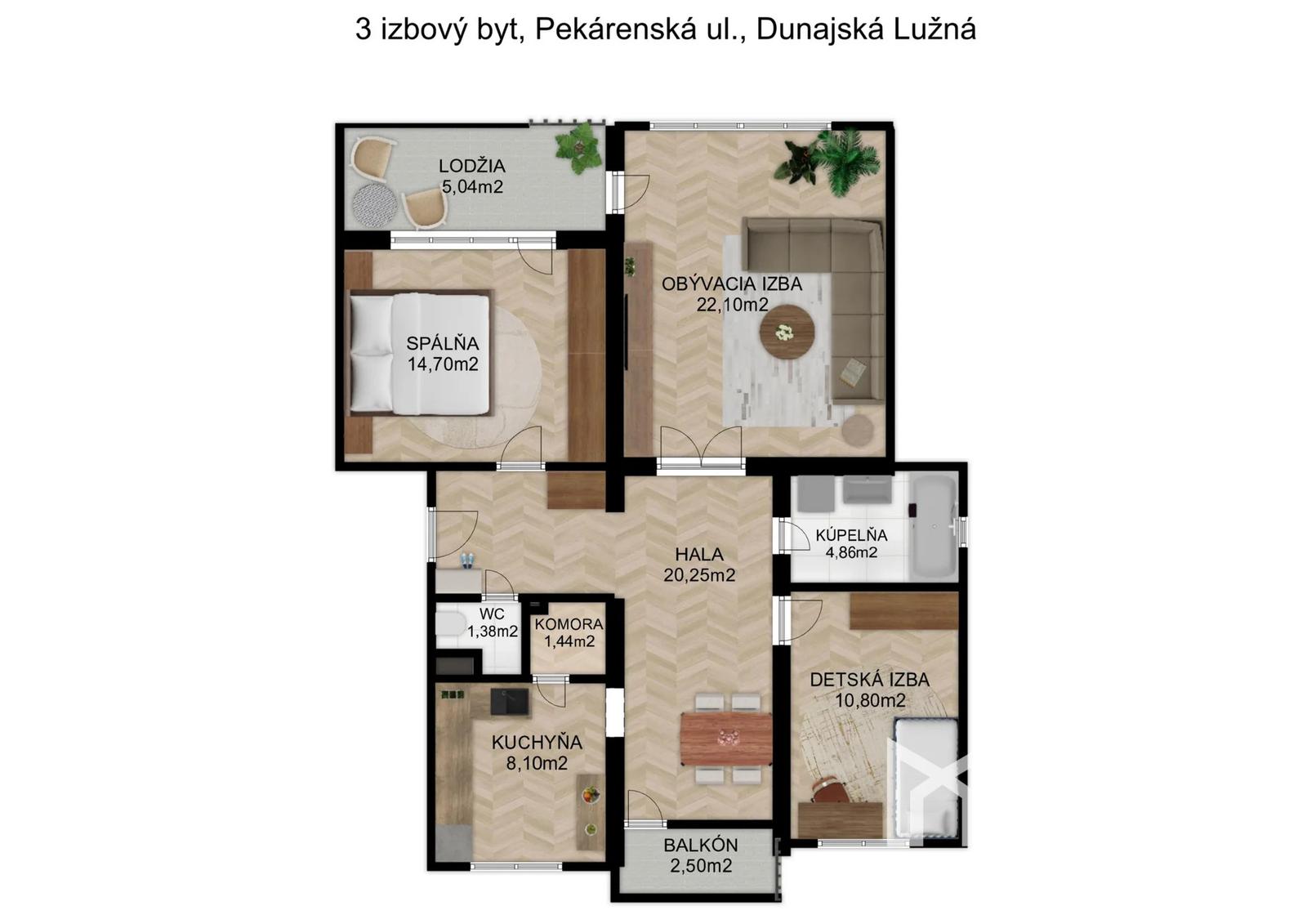 Na predaj priestranný 3-izbový byt s garážou a veľkou pivnicou v Dunajskej Lužnej – fotka 2
