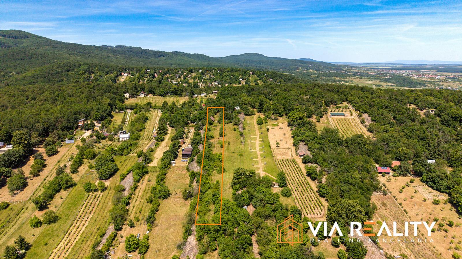 Rekreačný pozemok so zrubom (chatou) a vinohradom, 4122 m² – Modra