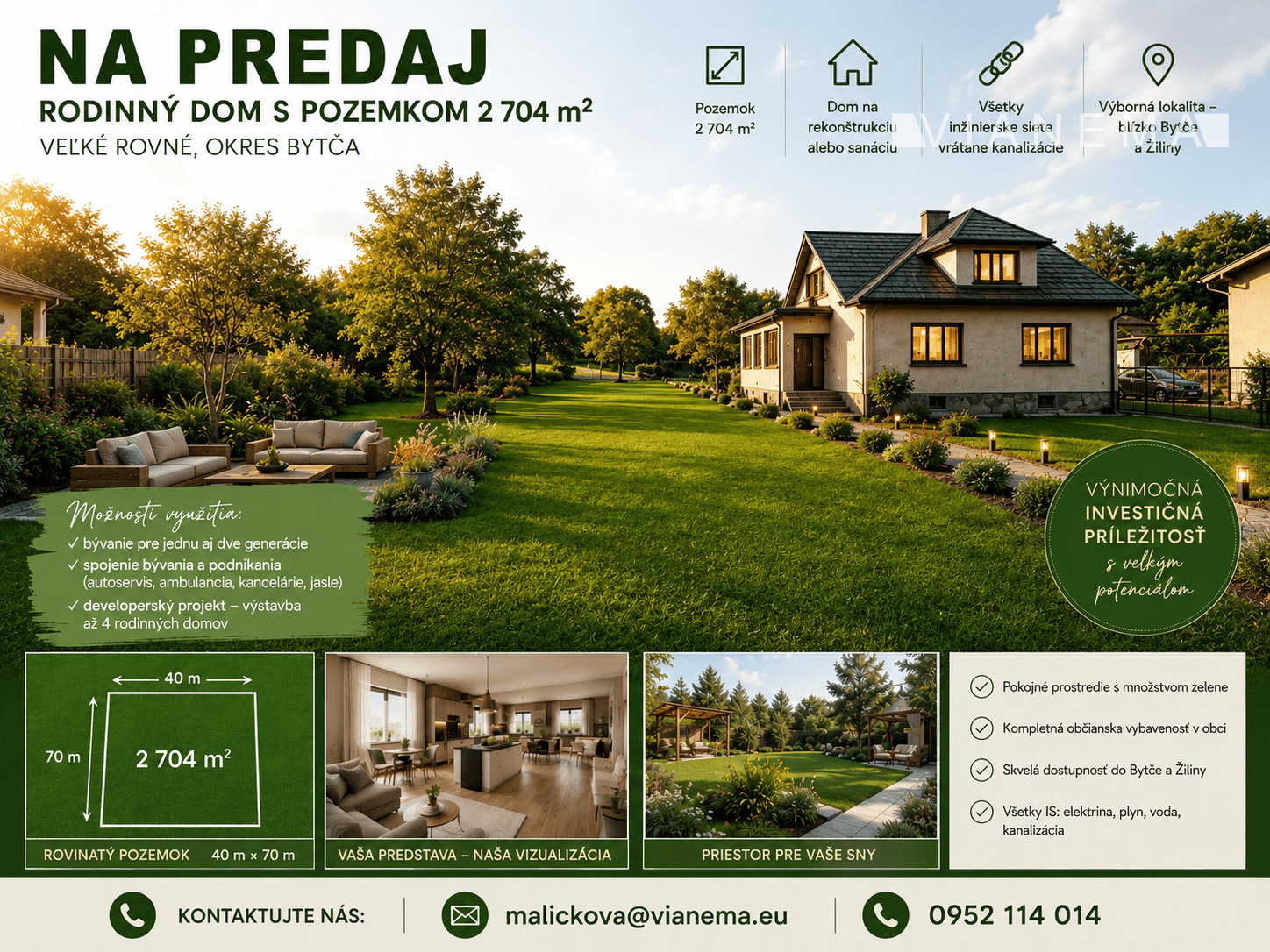 Na predaj 4i rodinný dom s pozemkom 2 704 m² – Veľké Rovné – fotka 2