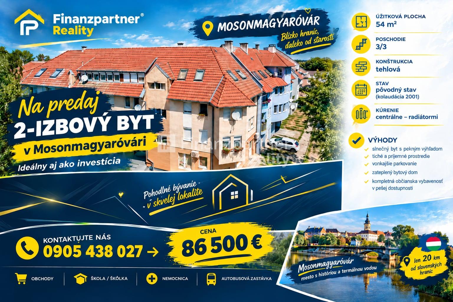 Na predaj sympatický podkrovný byt v meste Mosonmagyaróvár