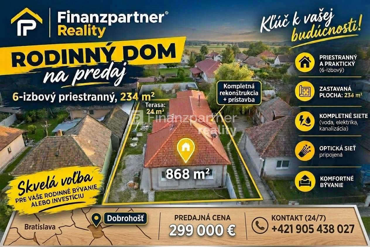 Na predaj priestranný 6-izbový rodinný dom v tichej lokalite obce Dobrohošť