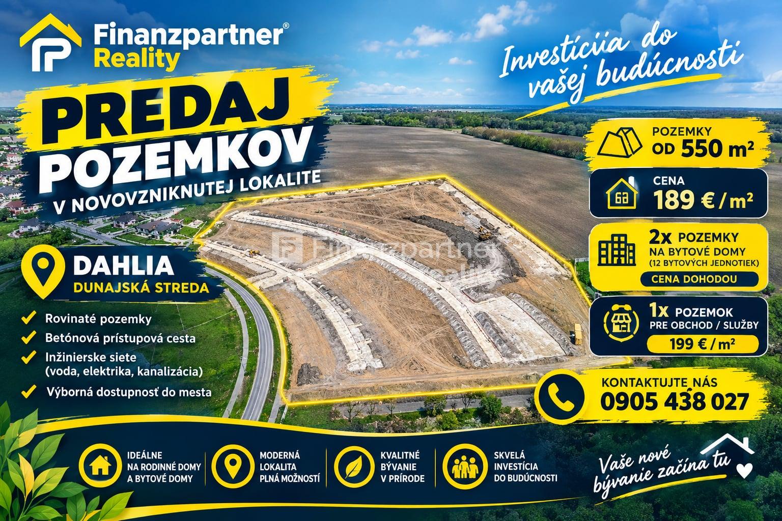 Na predaj stavebné pozemky – Park Dahlia, Dunajská Streda