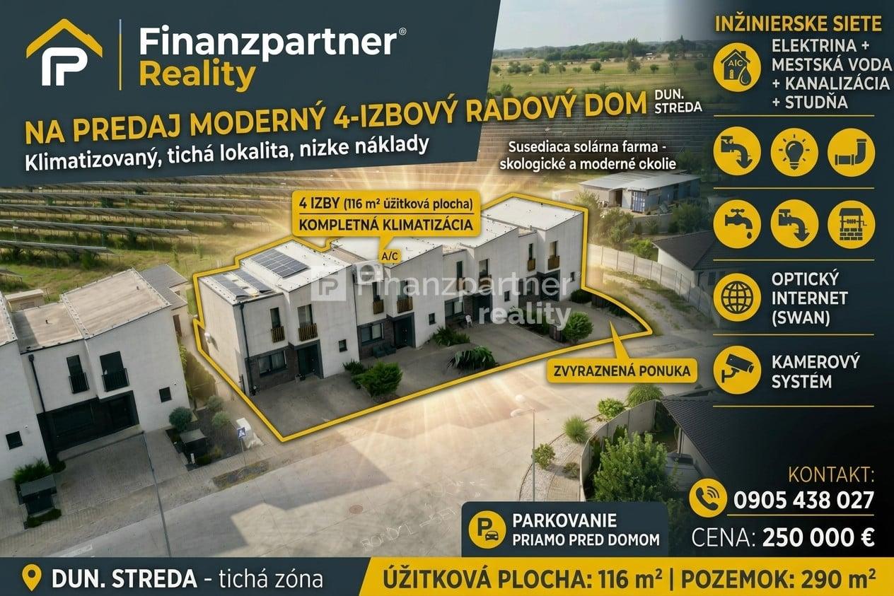 Klimatizovaný 4 izbový radový dom v tichej lokalite