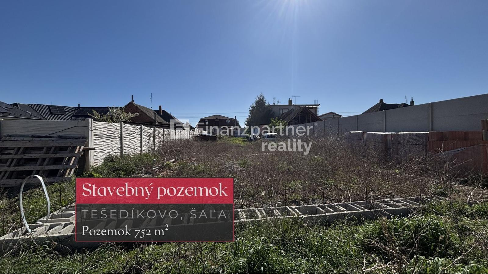 Stavebný pozemok 752 m² v obci Tešedíkovo, okres Šaľa + 3D