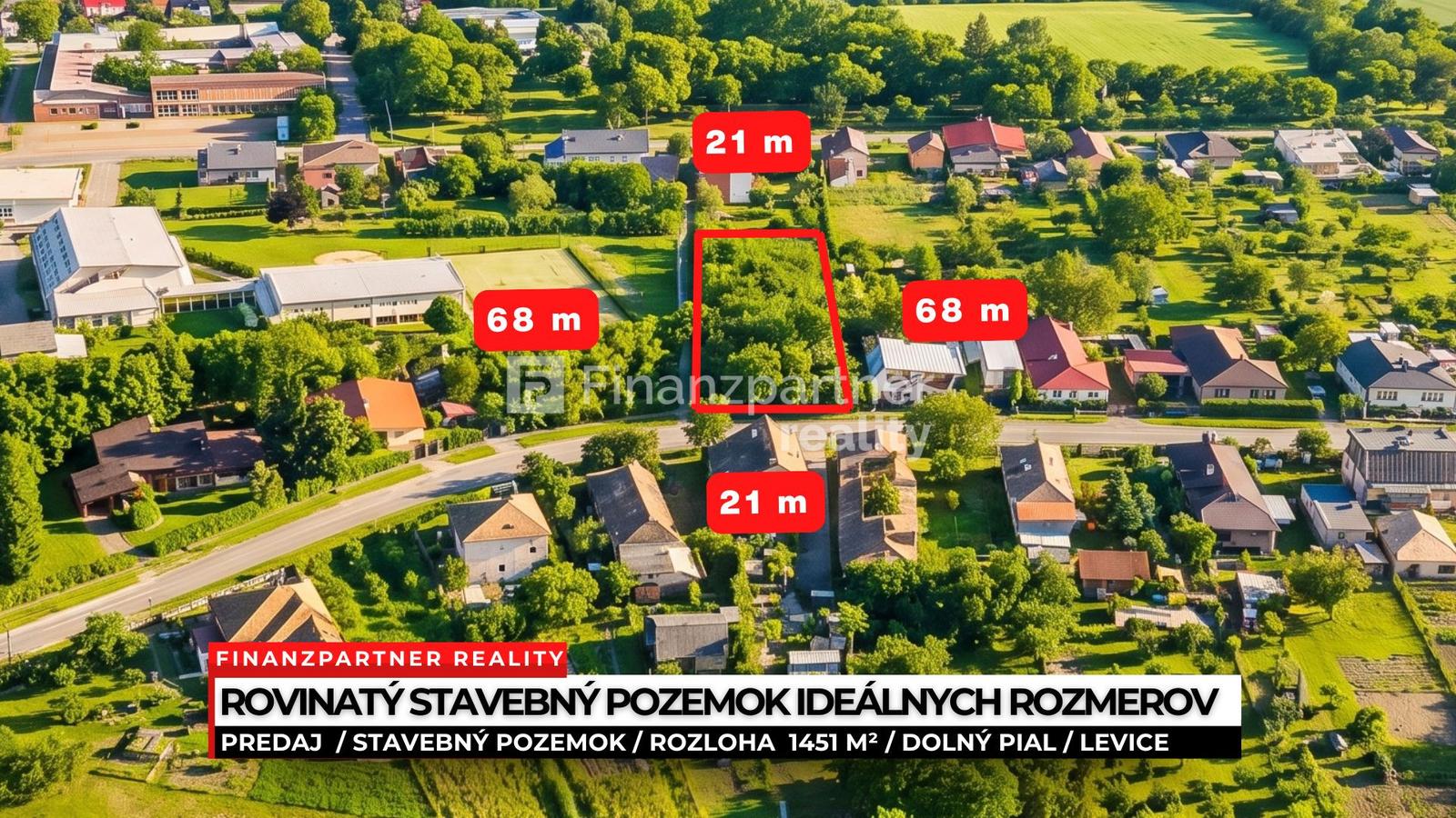 Stavebný pozemok 1451 m², Dolný Pial, Levice