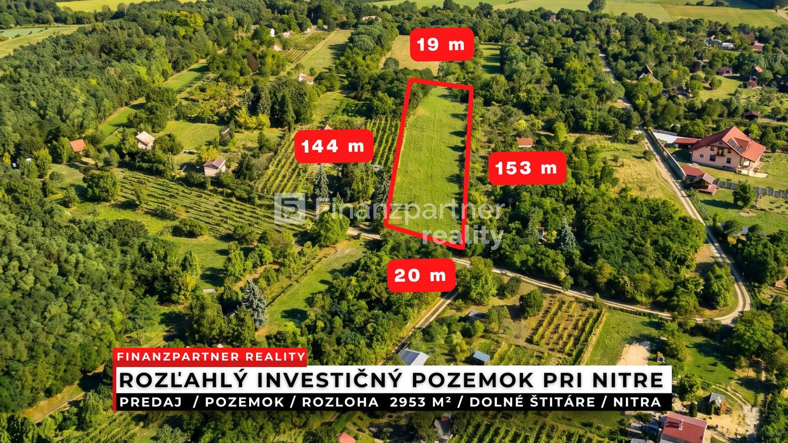 Veľkorysý rekreačný pozemok 2953 m², Dolné Štitáre, Nitra