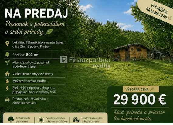 EGREŠ pozemok 800m2 - 44€/m2 (F676-13-ANMi)
