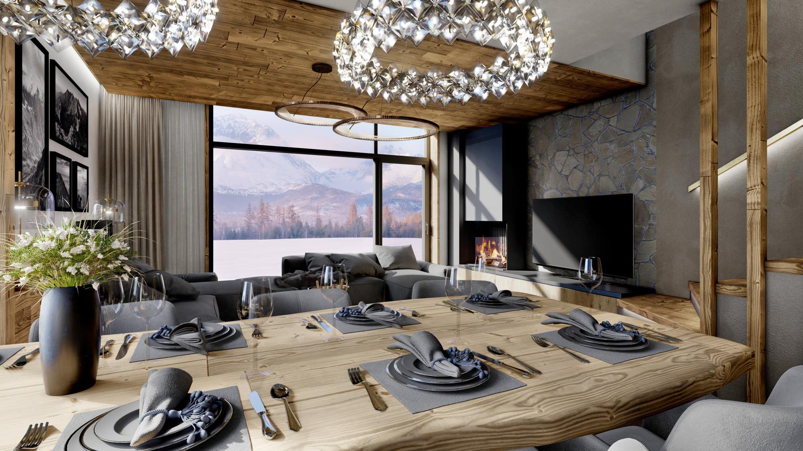4 izbový „Chalet Grandview A“ Vysoké Tatry - Stará Lesná s 2 kúpeľňami a exkluzívnym výhľadom na Vysoké Tatry – fotka 2