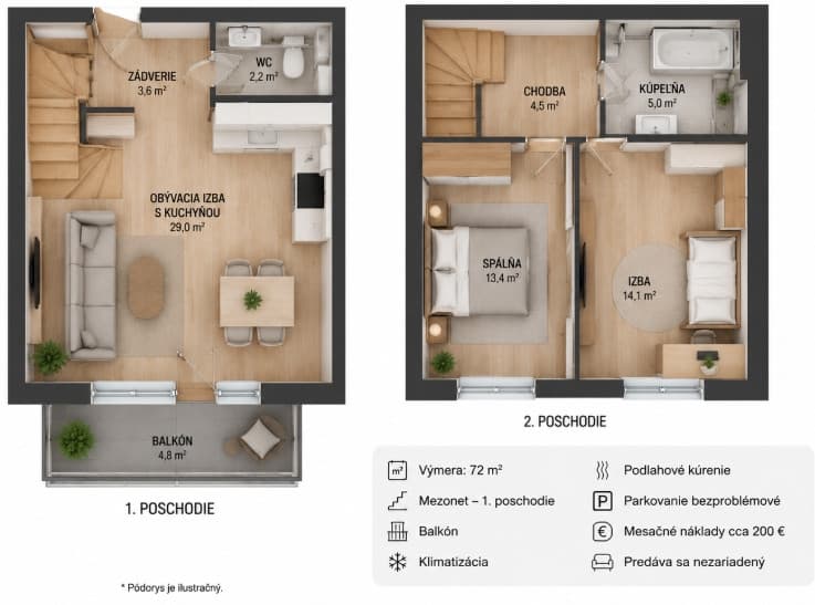 3-izbový mezonet po rekonštrukcii s balkónom – Košice