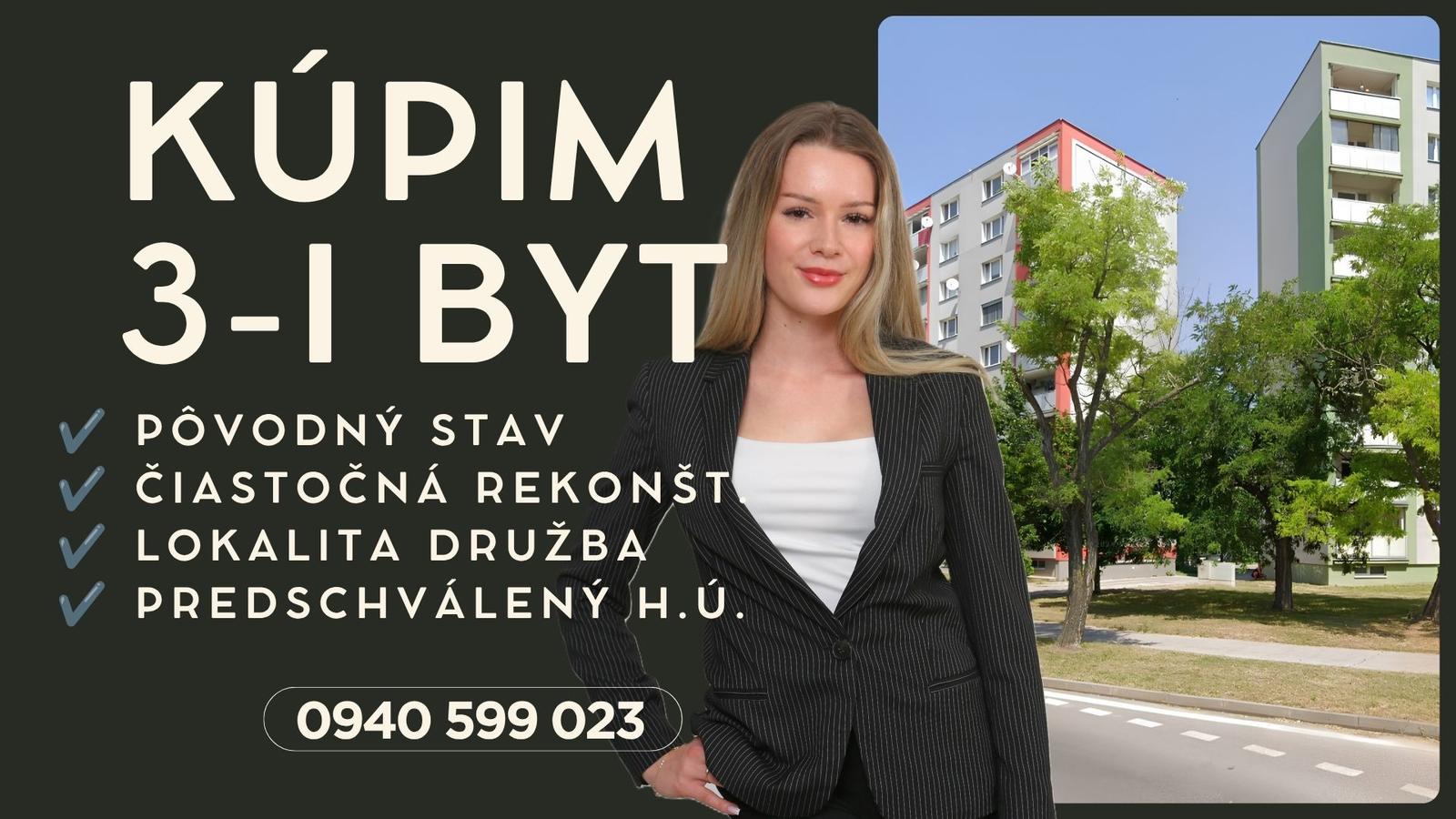 HĽADÁM 3-IZBOVÝ BYT NA KÚPU – TRNAVA, DRUŽBA