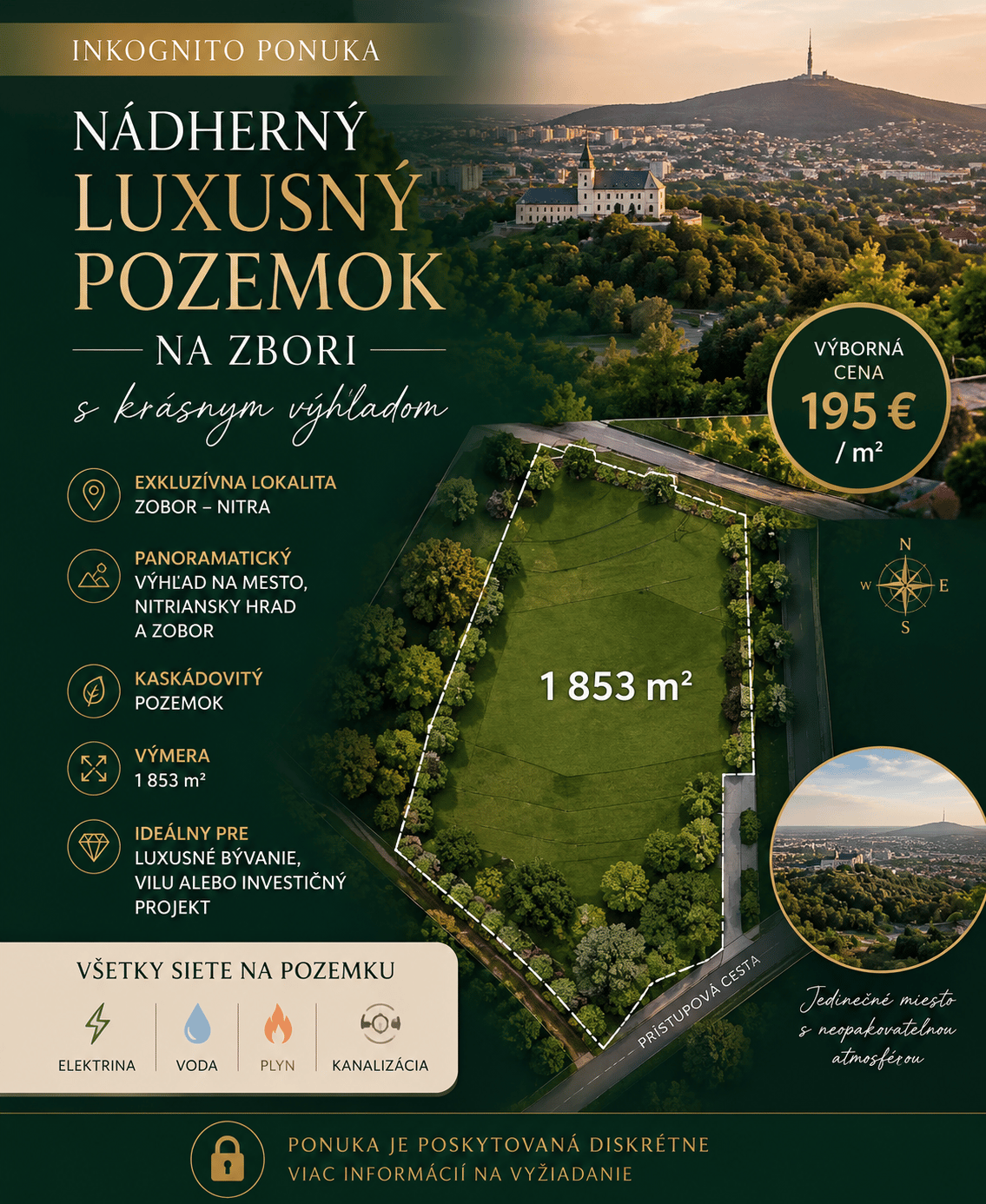 Exkluzívny stavebný pozemok Zobor top vyhľadávaná lokalita!