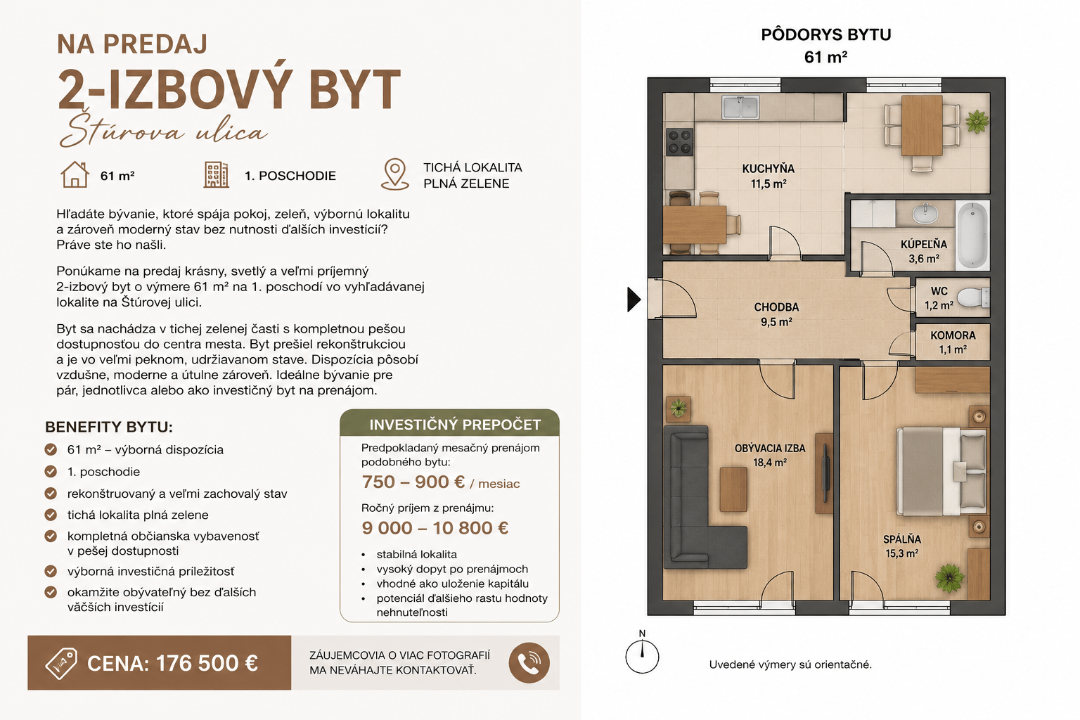 PREDANÝ!✨ ŠTÝLOVÝ 2-IZBOVÝ BYT V SRDCI MESTA – ŠTÚROVA ULICA ✨