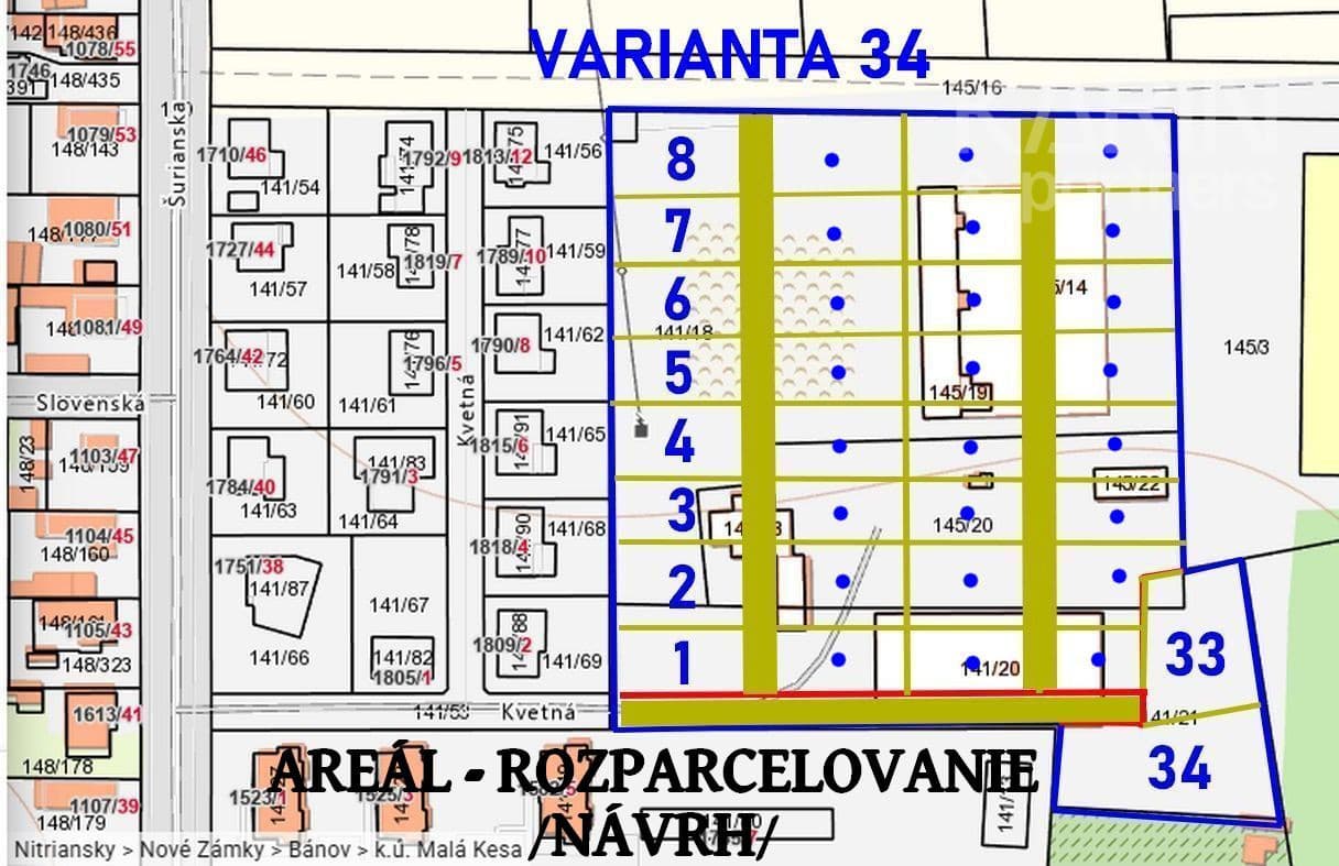 Areál vhodný na pozemky na individuálnu bytovú výstavbu (IBV)