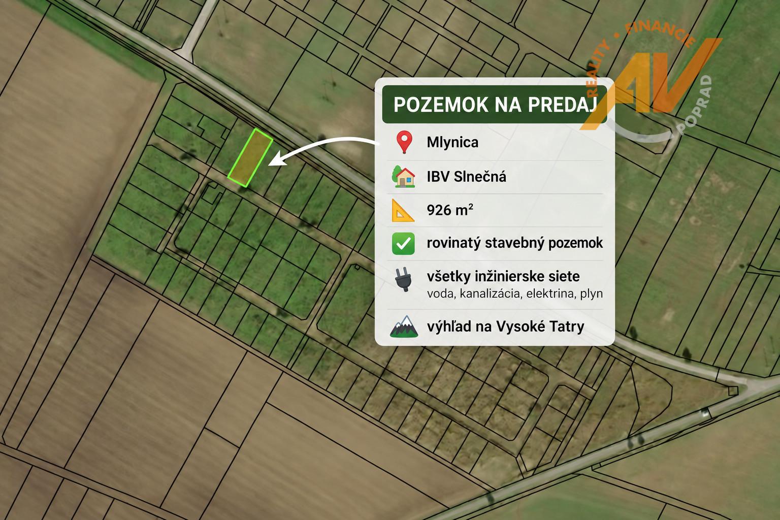 PREDAJ slnečný stavebný pozemok 926 m2 s krásnym výhľadom na Tatry