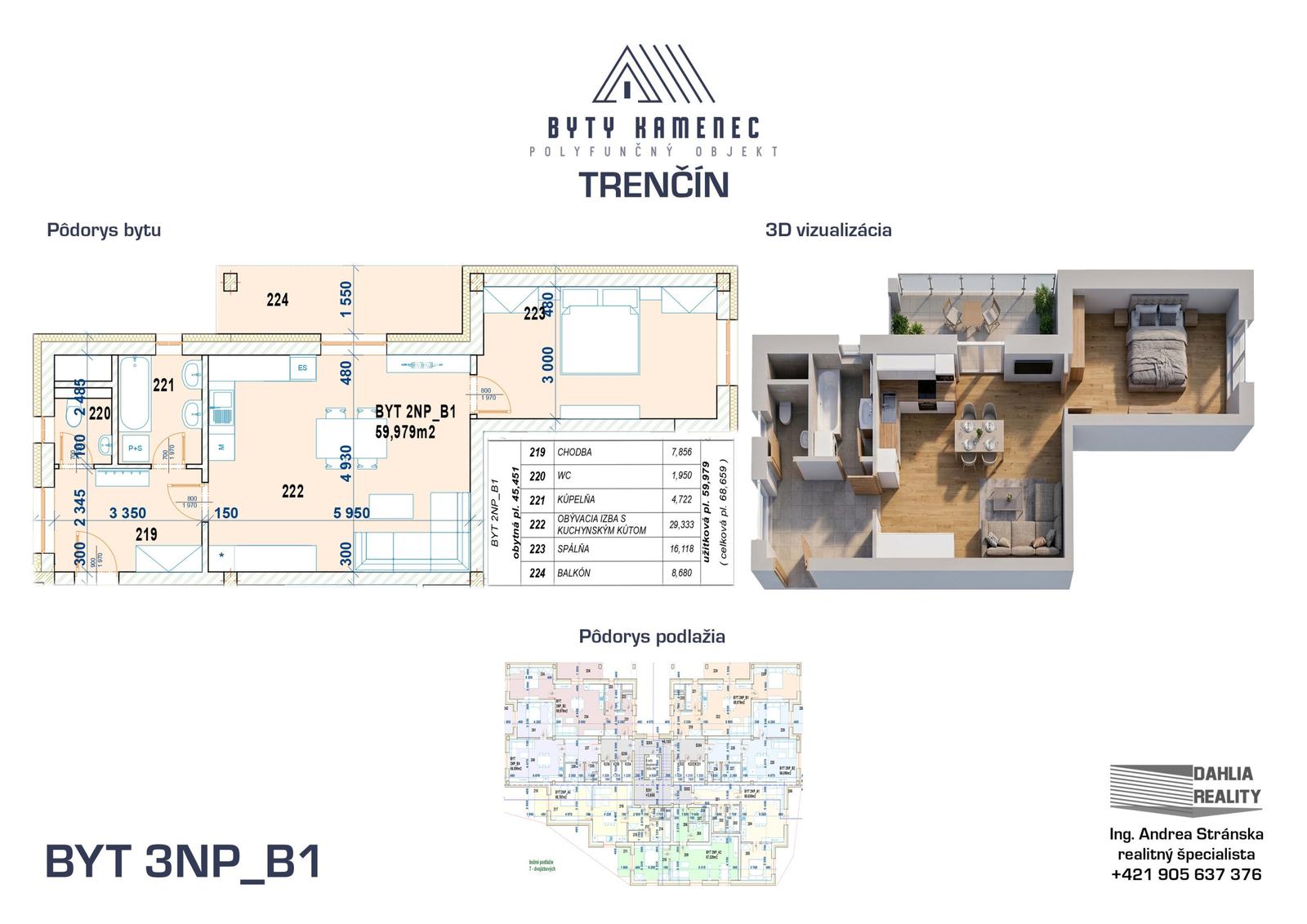 Novostavba 2 izbový byt s balkónom 71 m2 a parkovaním Trenčín - projekt KAMENEC Zlatovce – fotka 2
