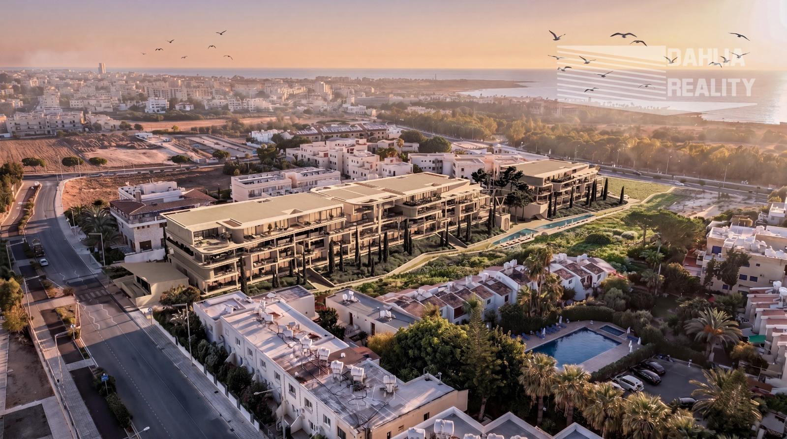 APARTMÁN TYP ŠTÚDIO A202 V PROJEKTE VASILEON 64 m2 CYPRUS - PAPHOS s bazénom, 200 metrov k moru, možnosť prenájmu a investičných výnosov