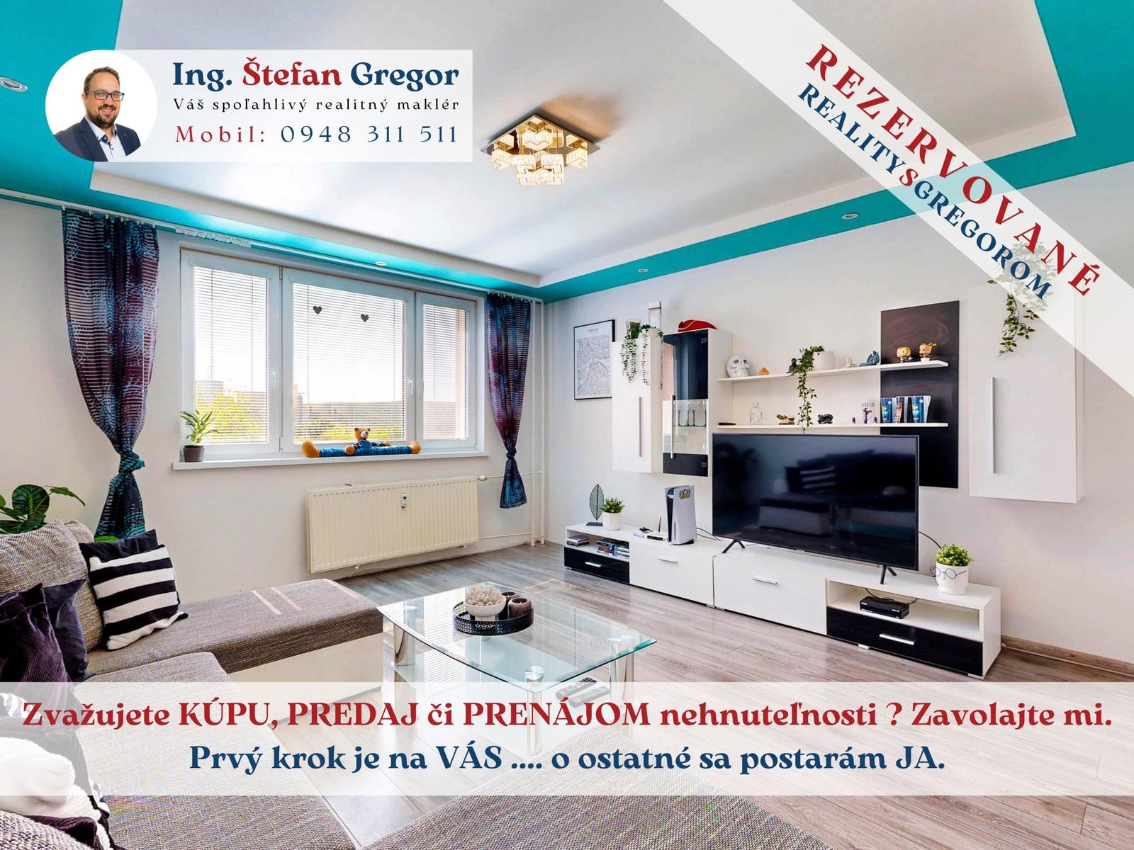 REZERVOVANÉ - 3-izb. byt s nepriechodnými izbami a lodžiou na sidl. KVP - Hemerkova ul.