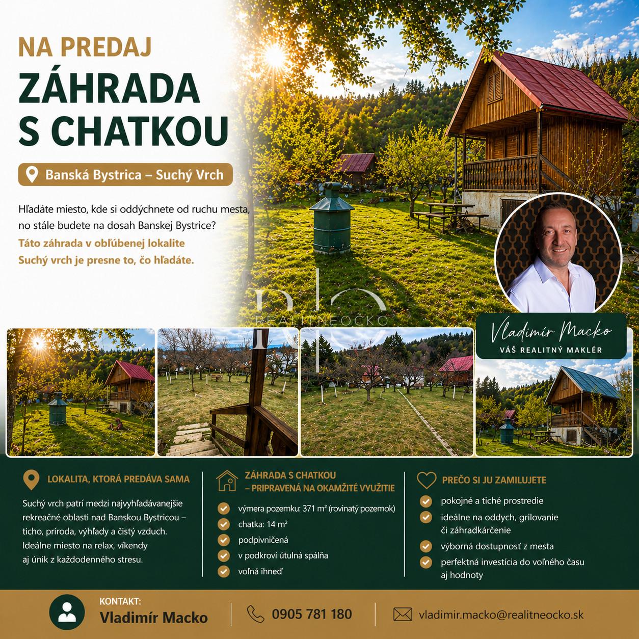 Na predaj záhrada s chatkou ,  Banská Bystrica - Suchý Vrch