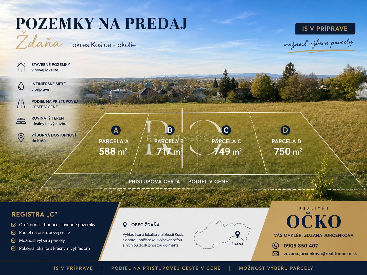 Na predaj stavebný pozemok obec Ždaňa, okres Košice