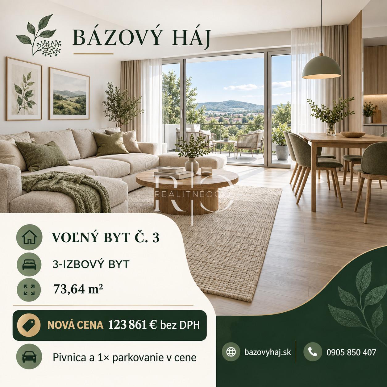 NA PREDAJ 3izb byt - novostavba, Bzovík - Krupina