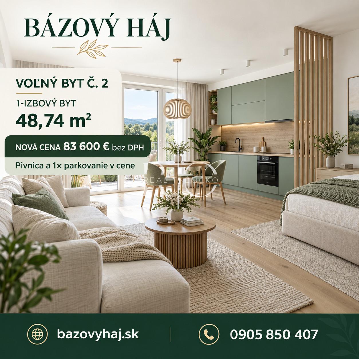 NA PREDAJ 1izb byt - novostavba, Bzovík - Krupina