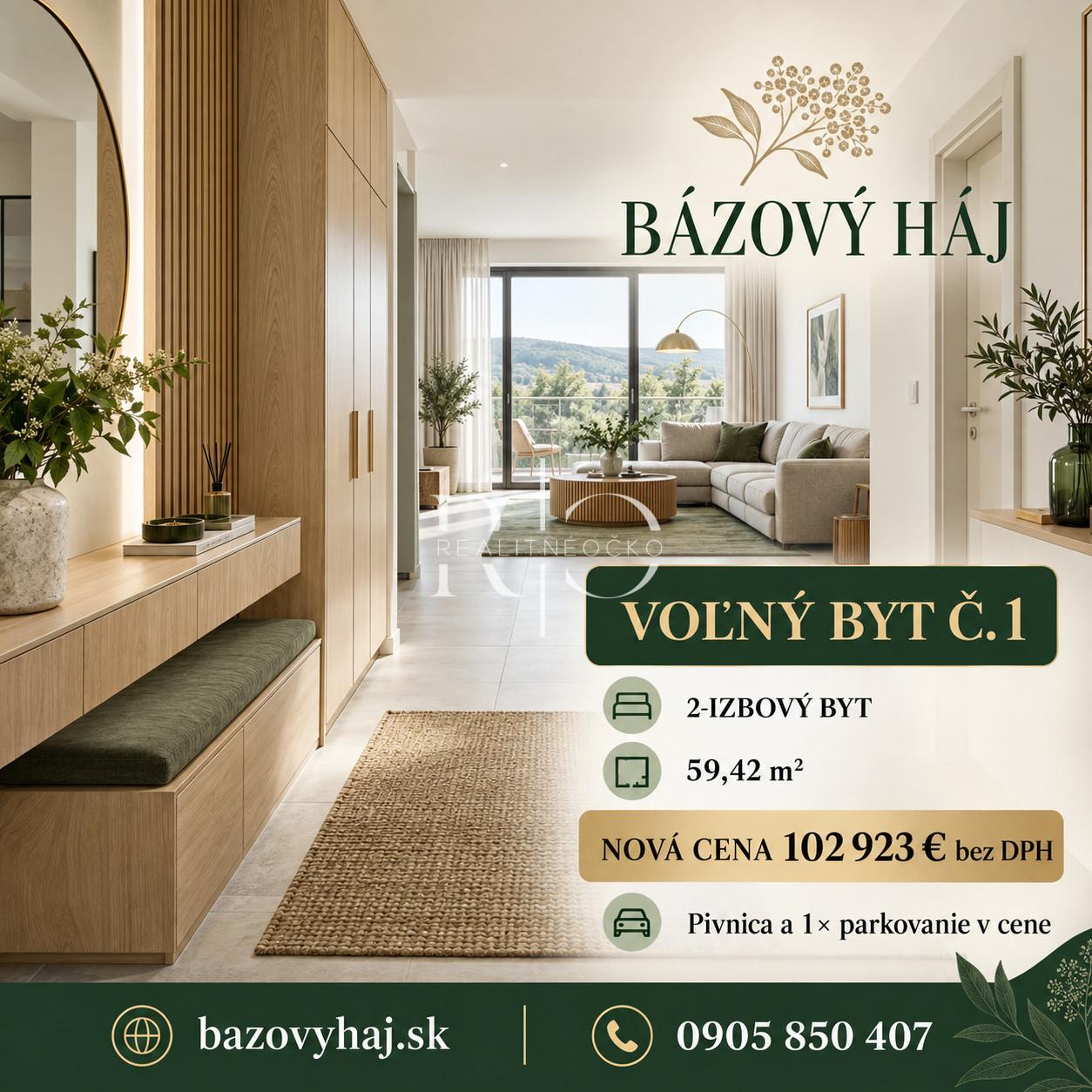 NA PREDAJ 2izb byt - novostavba, Bzovík - Krupina
