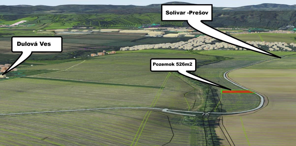 Slnečný  pozemok pri cyklistickom chodníku Dulová Ves, 526m2, v blízkosti Prešova