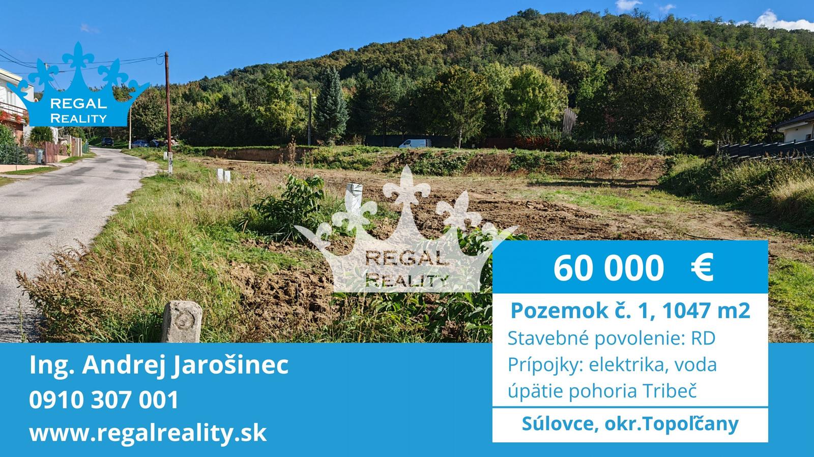 Predaný: POZEMOK  č. 1, 1047 m2, Súlovce ,okr. TO