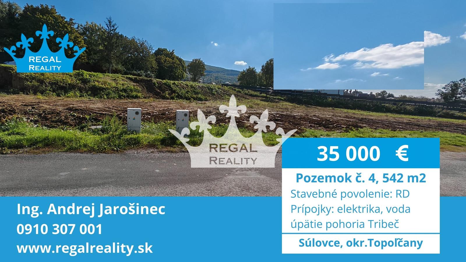 POZEMOK  č. 4, 542 m2, Súlovce ,okr. TO